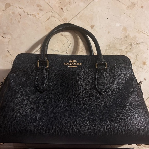 Coach Black Leather Bag with Gold Zipper - Picture 1 of 7